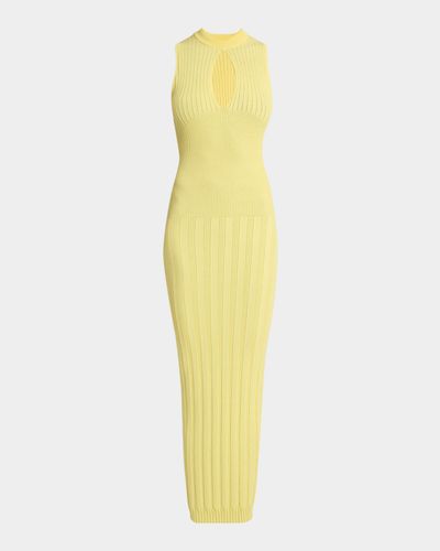 Balmain Keyhole Rib Knit Sleeveless Maxi Dress