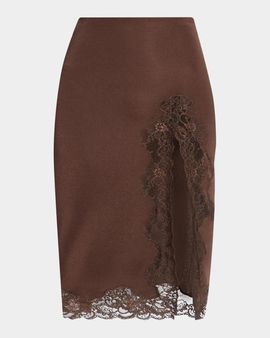 Balmain Lace-Trimmed Midi Skirt