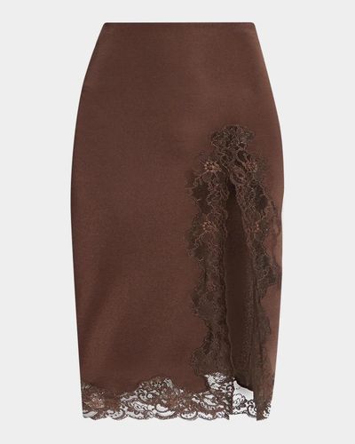 Balmain Lace-Trimmed Midi Skirt