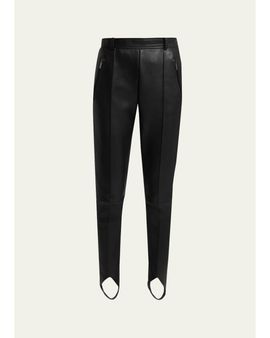 Balmain Leather Slim-Leg Stirrup Leggings