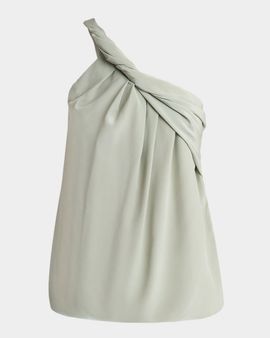 Balmain One-Shoulder Twisted Silk Crepe Top