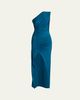 Balmain One Shoulder Fluid Jersey Ruched Gown - 1