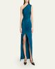 Balmain One Shoulder Fluid Jersey Ruched Gown - 2