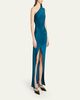 Balmain One Shoulder Fluid Jersey Ruched Gown - 4