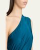 Balmain One Shoulder Fluid Jersey Ruched Gown - 5