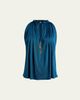 Balmain Sleeveless Tassel Gathered Jersey Halter Top - 1