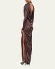Balmain Strong-Shoulder Jersey Ruched Slit Maxi Dress - 3