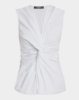 Balmain Twisted Cotton Sleeveless Top