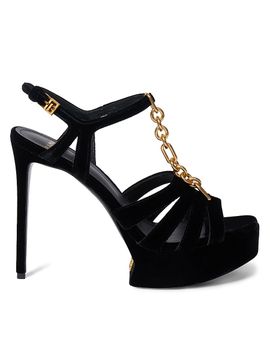 Balmain Women's 125MM Velvet Platform Sandals