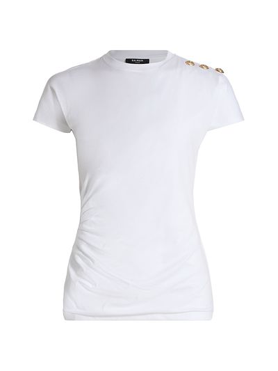 Balmain Women's 3-Buttons Draped T-Shirt