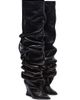 Balmain Women's 95MM Ruched Leather Over-The-Knee Boots - 2