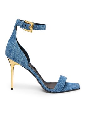 Balmain Women's Anthem 95MM Denim Sandals