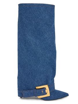 Balmain Women's Anthem Denim Knee-High Boots