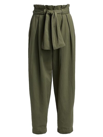 Balmain Women's Belted Cotton Twill Loose Pants