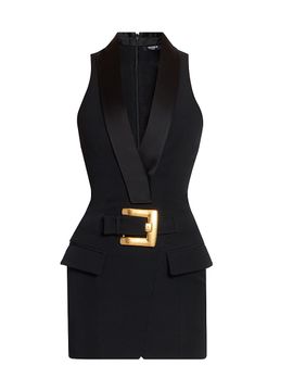 Balmain Women's Belted Wool Vest Minidress