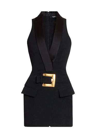 Balmain Women's Belted Wool Vest Minidress