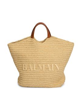 Balmain Women's Cabas Large Woven & Leather Tote Bag