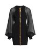 Balmain Women's Compact Knit Chiffon-Sleeve Minidress - 1