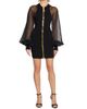 Balmain Women's Compact Knit Chiffon-Sleeve Minidress - 2