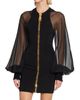 Balmain Women's Compact Knit Chiffon-Sleeve Minidress - 3