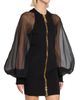 Balmain Women's Compact Knit Chiffon-Sleeve Minidress - 4