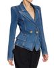 Balmain Women's Denim Double-Breasted Blazer - 4