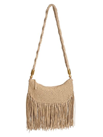 Balmain Women's Ebene Macrame Fringe-Trim Crossbody Bag