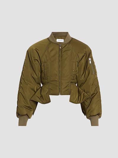 Balmain Women's Fitted Nylon Flight Bomber Jacket