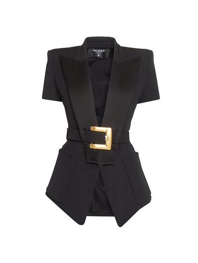 Balmain Women's Grain De Poudre Belted Virgin Wool Jacket