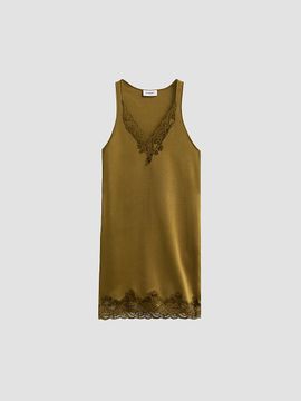 Balmain Women's Lace-Trimmed V-Neck Slip Mini Dress