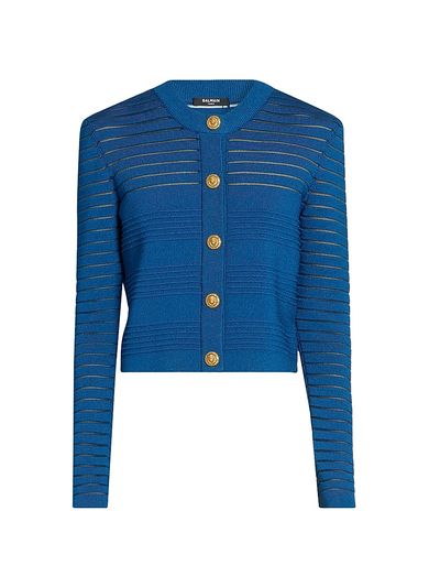 Balmain Women's Mesh Stripe Cardigan