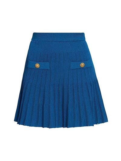 Balmain Women's Mesh Striped Flare Miniskirt