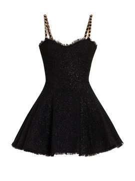 Balmain Women's Metallic Tweed Chain Strap Minidress