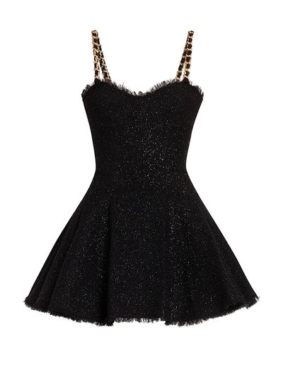 Balmain Women's Metallic Tweed Chain Strap Minidress