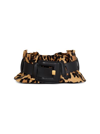 Balmain Women's Mini Anthem Leopard Print Leather Top Handle Bag