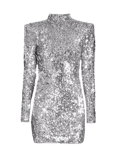 Balmain Women's Sequin Mock Turtleneck Minidress