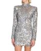 Balmain Women's Sequin Mock Turtleneck Minidress - 3