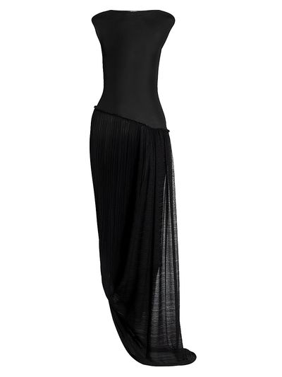 Balmain Women's Sheer Asymmetric Maxi Gown