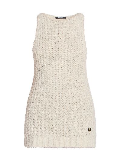 Balmain Women's Sleeveless Cotton-Blend Tunic Top