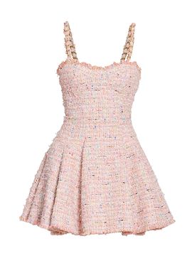 Balmain Women's Tweed Chain Strap Minidress