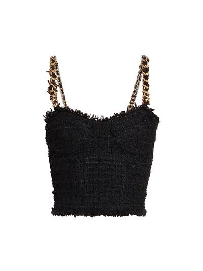 Balmain Women's Tweed Chain Strap Top