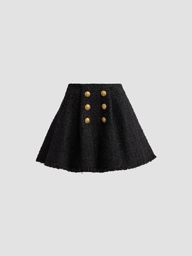 Balmain Women's Tweed Flare Mini Skirt