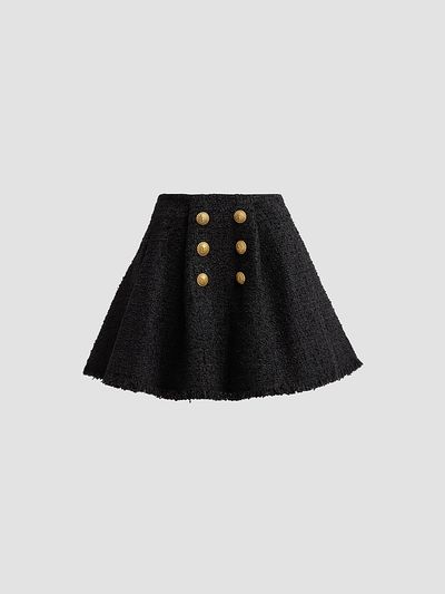Balmain Women's Tweed Flare Mini Skirt