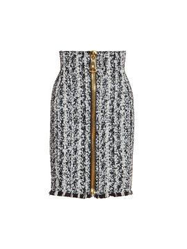 Balmain Women's Tweed Zip Pencil Skirt