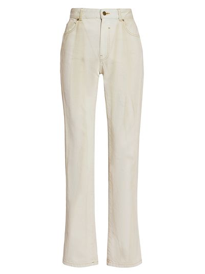 Balmain Women's Two-Tone Faded Wash High-Rise Straight-Leg Jeans
