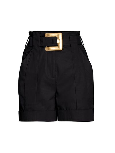 Balmain Women's Wool Grain De Poudre Belted Shorts