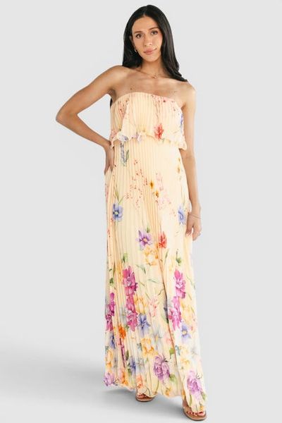 Baltic Børn Baltic Børn Bloom Pleated Strapless Maxi Dress