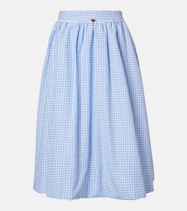 Bananhot Bananhot Alba gingham cotton poplin midi skirt