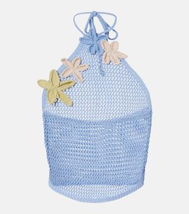 Bananhot Bananhot Cori open-knit lamÃ© crop top