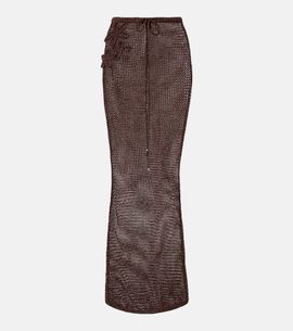 Bananhot Bananhot Cori open-knit lamÃ© maxi skirt
